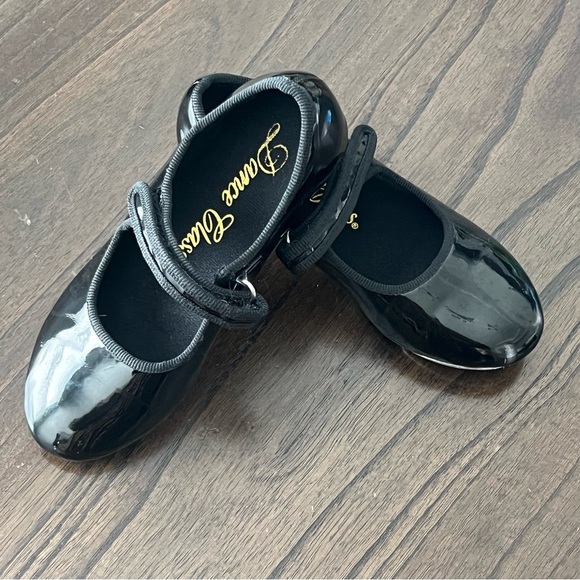 Dance Class Glossy Black Tap Dance Shoes - Size 12 - Picture 1 of 10